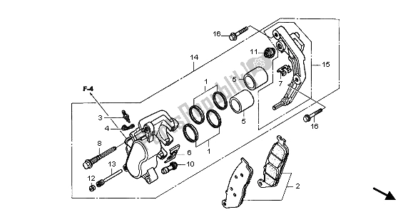 All parts for the Front Brake Caliper of the Honda VTX 1300S 2007