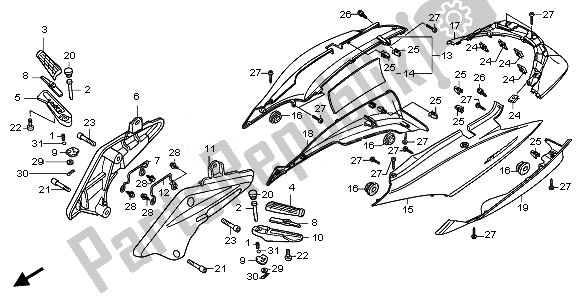 Alle onderdelen voor de Lichaams Dekking van de Honda FJS 400D 2010