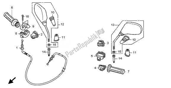 Wszystkie części do Prze?? Cznik I Kabel I Lustro Honda SH 150 2011