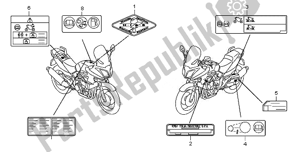 Alle onderdelen voor de Waarschuwingsetiket van de Honda CBF 1000A 2010