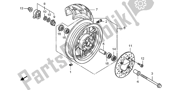 All parts for the Front Wheel of the Honda PES 125 2011