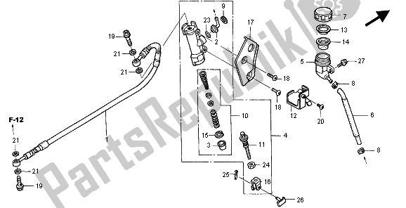 Todas las partes para Cilindro Maestro Del Freno Trasero de Honda XR 250R 1996