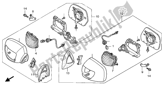 All parts for the Front Winker & Mirror of the Honda GL 1800A 2003