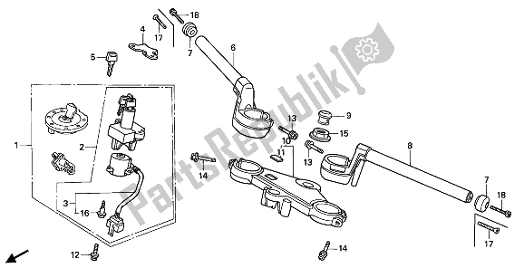 Todas las partes para Manejar Tubo Y Puente Superior de Honda VFR 750F 1992