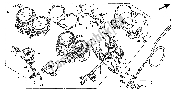 All parts for the Meter (kmh) of the Honda CB 600F Hornet 2001