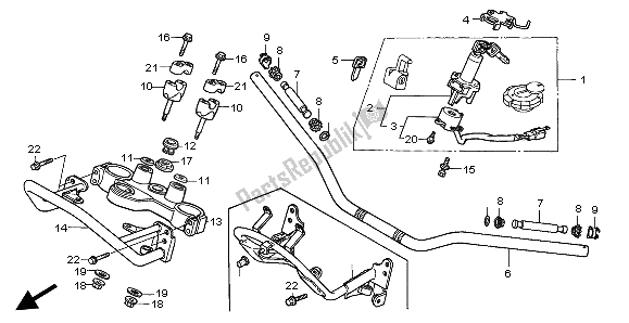 Tutte le parti per il Gestire Il Tubo E Il Ponte Superiore del Honda SLR 650 1998