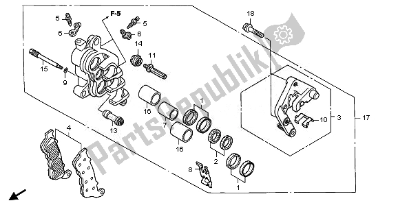 All parts for the Front Brake Caliper (r.) of the Honda XL 1000V 2008