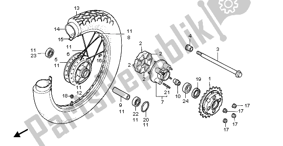 All parts for the Rear Wheel of the Honda CA 125 1995