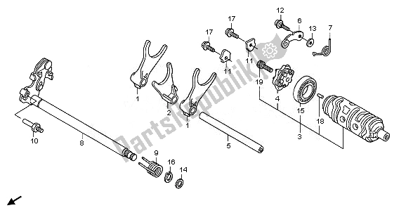 All parts for the Gearshift Drum of the Honda XL 1000V 2008