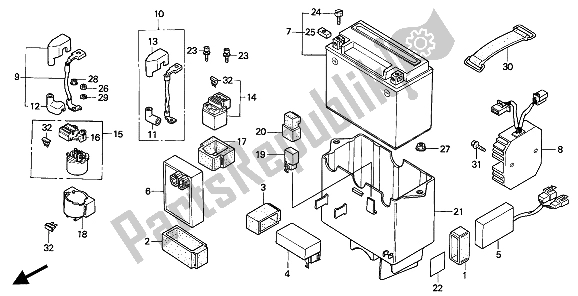 All parts for the Battery of the Honda CN 250 1 1994