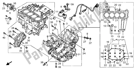 All parts for the Crankcase of the Honda CBF 1000 FTA 2010