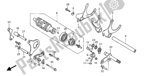 All parts for the Gearshift Drum & Gearshift Fork of the Honda CB 1300A 2005