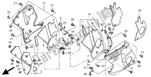 Toutes les pièces pour le Capot Inférieur du Honda CBR 1100 XX 1998