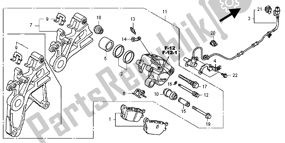 Wszystkie części do Zacisk Hamulca Tylnego Honda NC 700 XA 2012