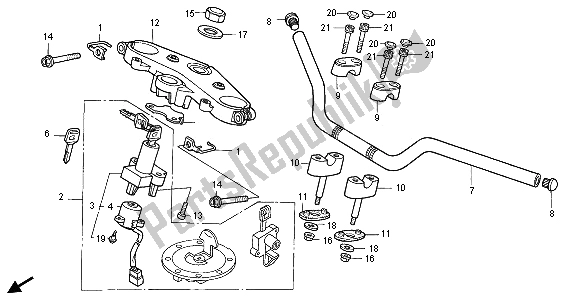 Tutte le parti per il Gestire Il Tubo E Il Ponte Superiore del Honda CB 1000F 1996