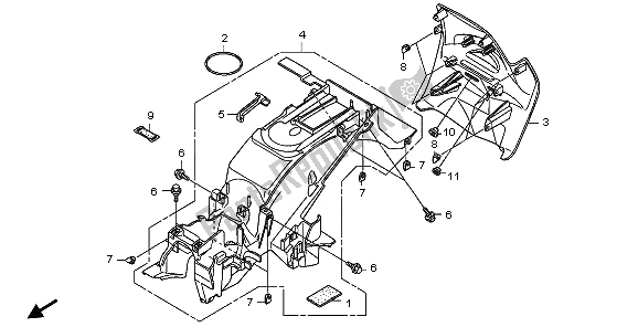 Todas las partes para Guardabarros Trasero de Honda NT 700 VA 2006