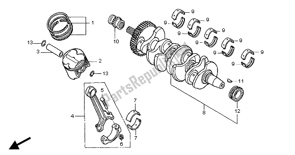 All parts for the Crankshaft & Piston of the Honda CBF 600 SA 2004