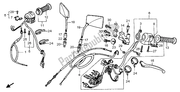 Wszystkie części do D? Wignia Klamki I Prze?? Cznik I Kabel Honda CA 125 1997