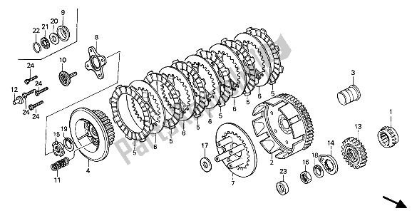 All parts for the Clutch of the Honda XR 250R 1986