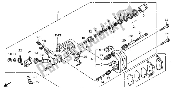 All parts for the Rear Brake Caliper of the Honda TRX 420 FA Fourtrax Rancher AT 2011