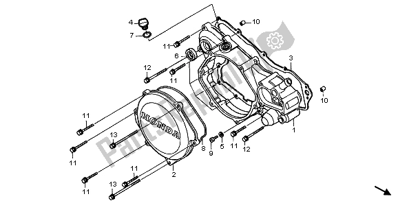 All parts for the Right Crankcase Cover of the Honda CR 250R 1998