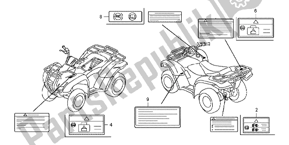 Todas las partes para Etiqueta De Precaución de Honda TRX 420 FE Fourtrax Rancer 4X4 ES 2012