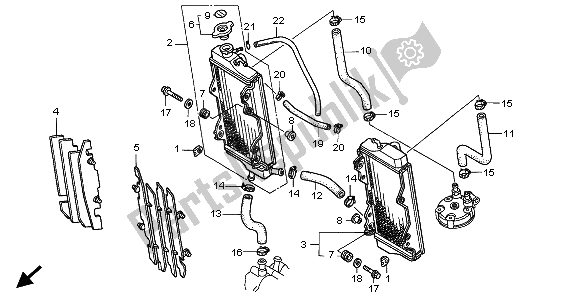 All parts for the Radiator of the Honda CR 125R 2001