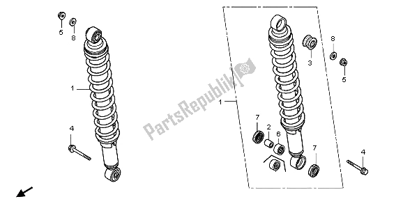 All parts for the Rear Cushion of the Honda TRX 500 FA Fourtrax Foreman 2006
