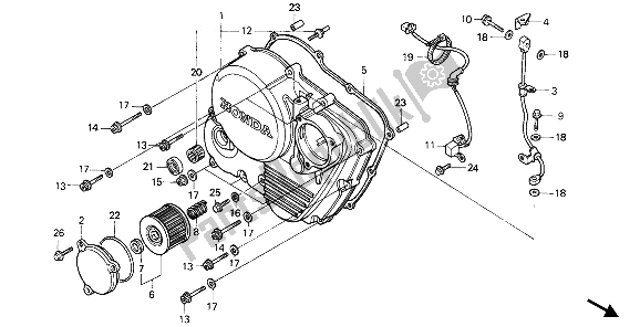 All parts for the Right Crankcase Cover of the Honda XR 600R 1988