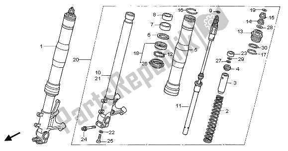 All parts for the Front Fork of the Honda CBR 600 RR 2005