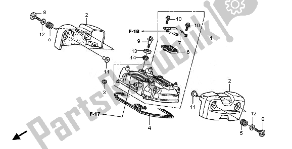 All parts for the Rear Cylinder Head Cover of the Honda XL 125V 2010