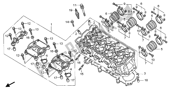 All parts for the Cylinder Head of the Honda CBF 1000T 2007