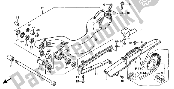 Tutte le parti per il Forcellone del Honda VFR 800 2003