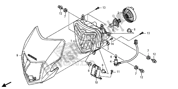 All parts for the Headlight of the Honda CRF 250L 2015