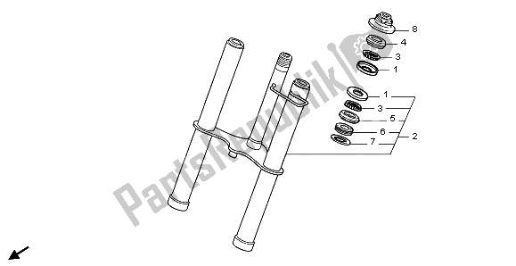 All parts for the Front Fork of the Honda CRF 50F 2007