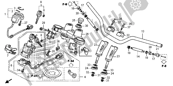 Tutte le parti per il Gestire Il Tubo E Il Ponte Superiore del Honda VFR 1200X 2012