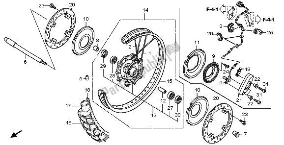 All parts for the Front Wheel of the Honda XL 700 VA Transalp 2008