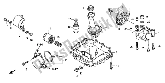 All parts for the Oil Pan & Oil Pump of the Honda CBF 1000 FT 2012