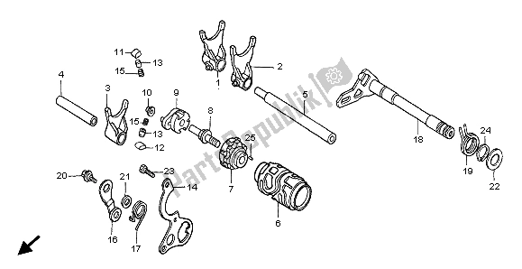 All parts for the Gearshift Drum of the Honda CR 125R 1999