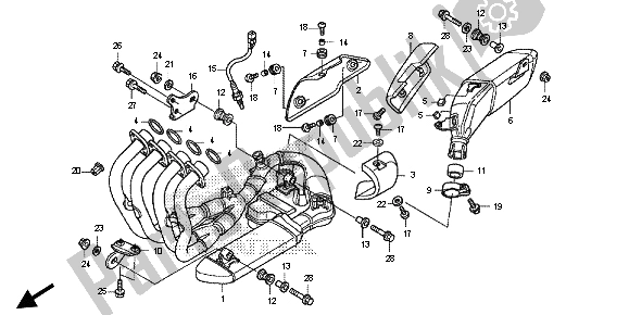 Todas as partes de Silenciador De Exaustão do Honda CB 600F Hornet 2013