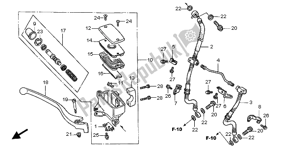 All parts for the Fr. Brake Master Cylinder of the Honda GL 1500C 2002