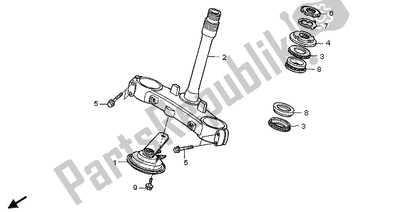 All parts for the Steering Stem of the Honda RVF 750R 1995