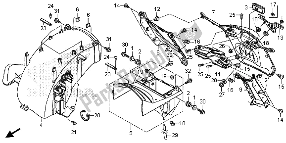 All parts for the Rear Fender of the Honda GL 1800B 2013