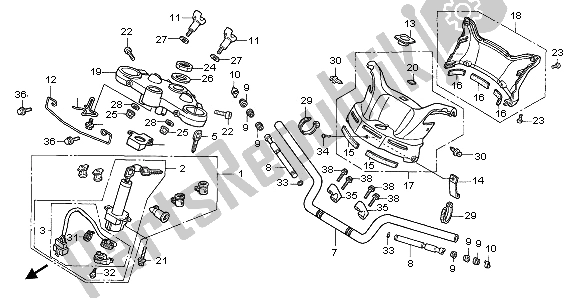 All parts for the Handle Pipe & Top Bridge of the Honda ST 1100A 1995