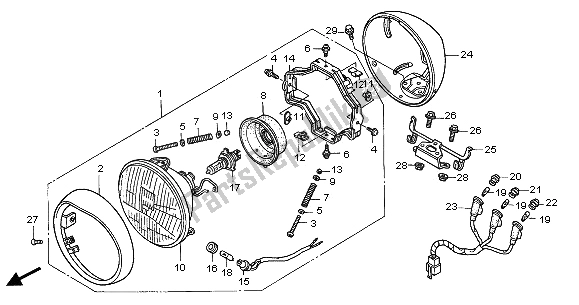 All parts for the Headlight (eu) of the Honda GL 1500C 2001