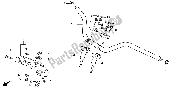 All parts for the Handle Pipe & Top Bridge of the Honda VF 750C 1994