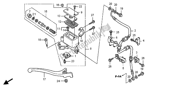 All parts for the Fr. Brake Master Cylinder of the Honda FES 150 2009