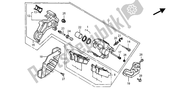 All parts for the Rear Brake Caliiper of the Honda CR 125R 1995