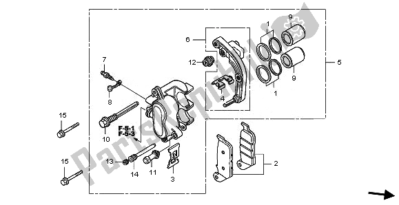 Tutte le parti per il Pinza Freno Posteriore del Honda FJS 400A 2010