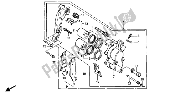 Todas las partes para Pinza De Freno Delantero de Honda CR 125R 1991